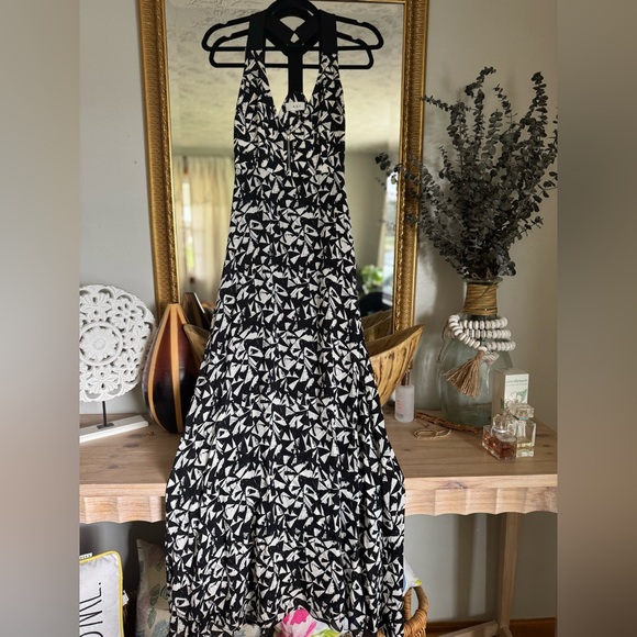 ALC Black and White Halter Tiered Maxi Dress